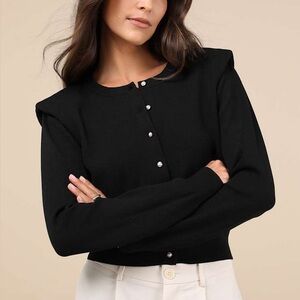 ASTR the label Black Button-Up Cardigan